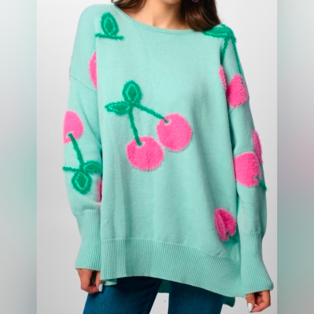 SAACHI Icon Collection Cherry Pullover Tunic Mint Sz One Size NIP$200 Soldour